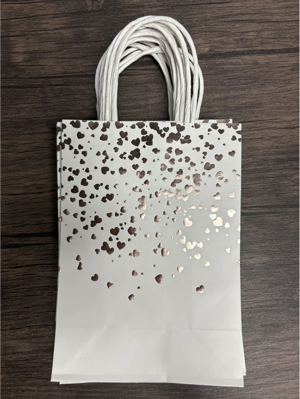 White & Rose Gold Foil Heart Decorative Paper Gift Bags (Bundle)